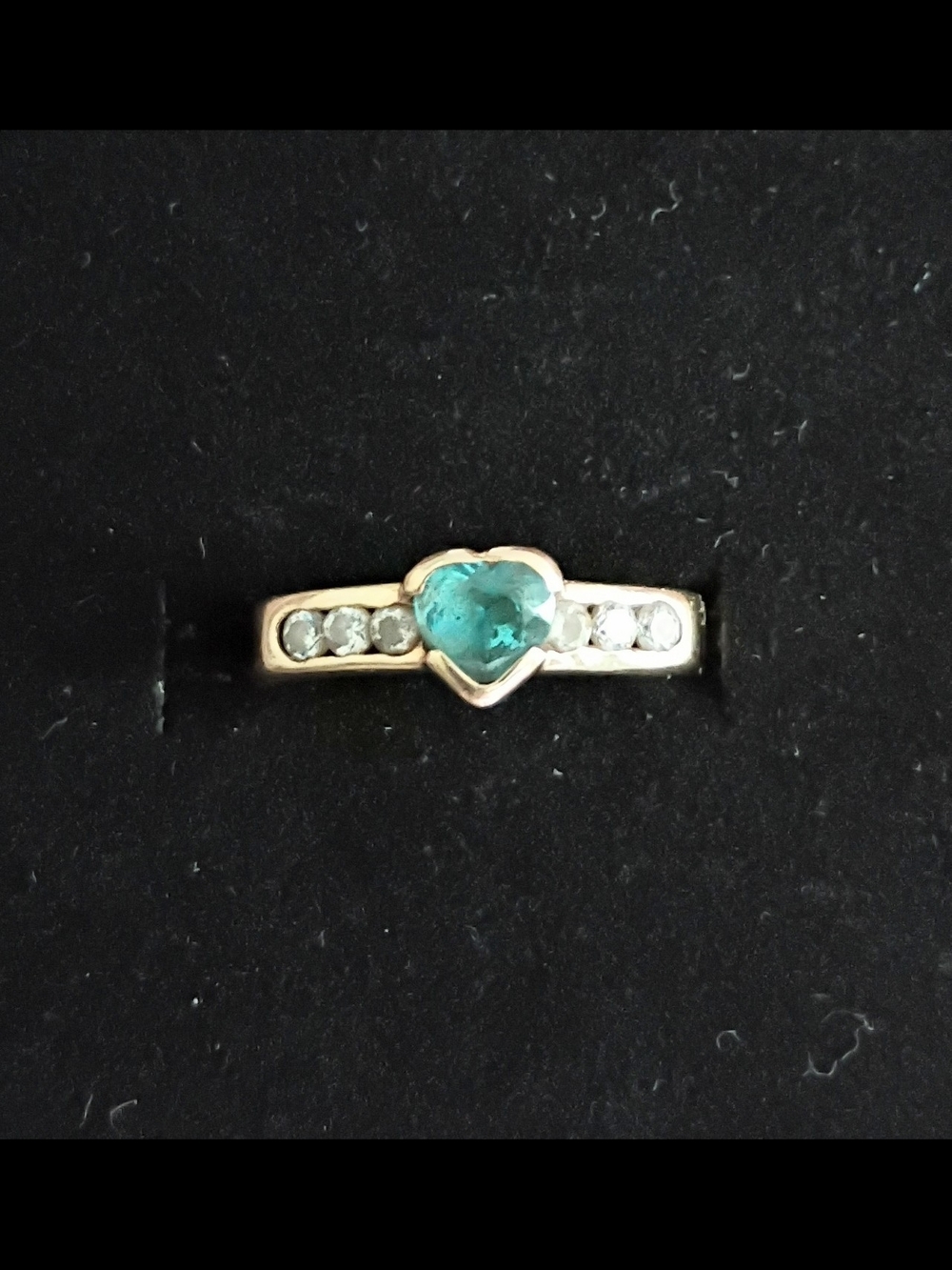 VTG Blue Topaz Heart Ring with Gemstone Accents 2g 14K YG sz 6 V.Good Cond Nice!